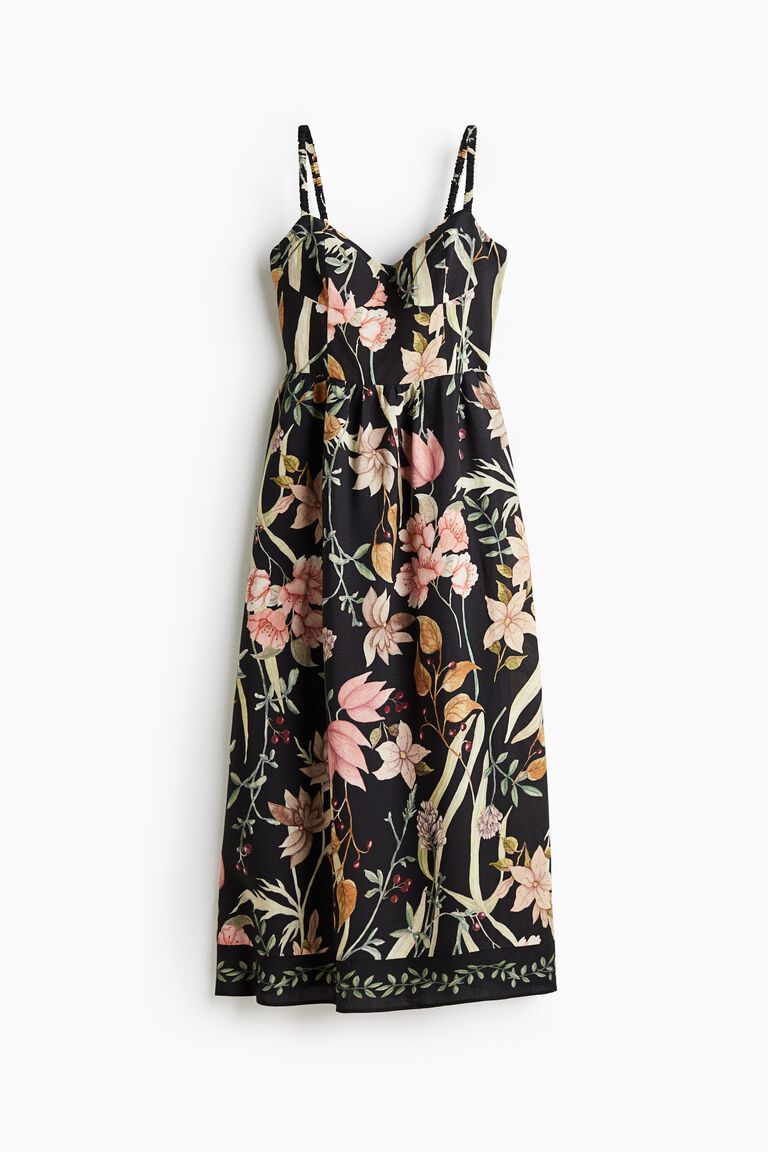 Linen-blend strappy dress