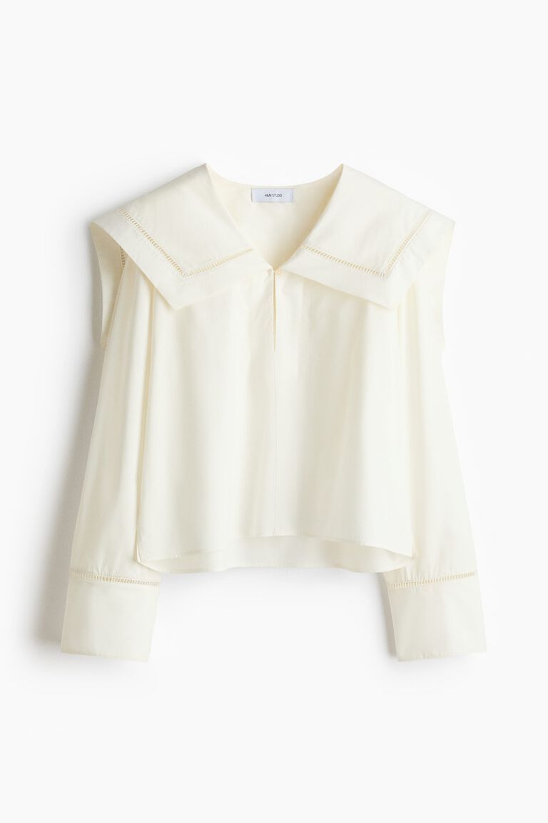 Sailor-collared poplin blouse