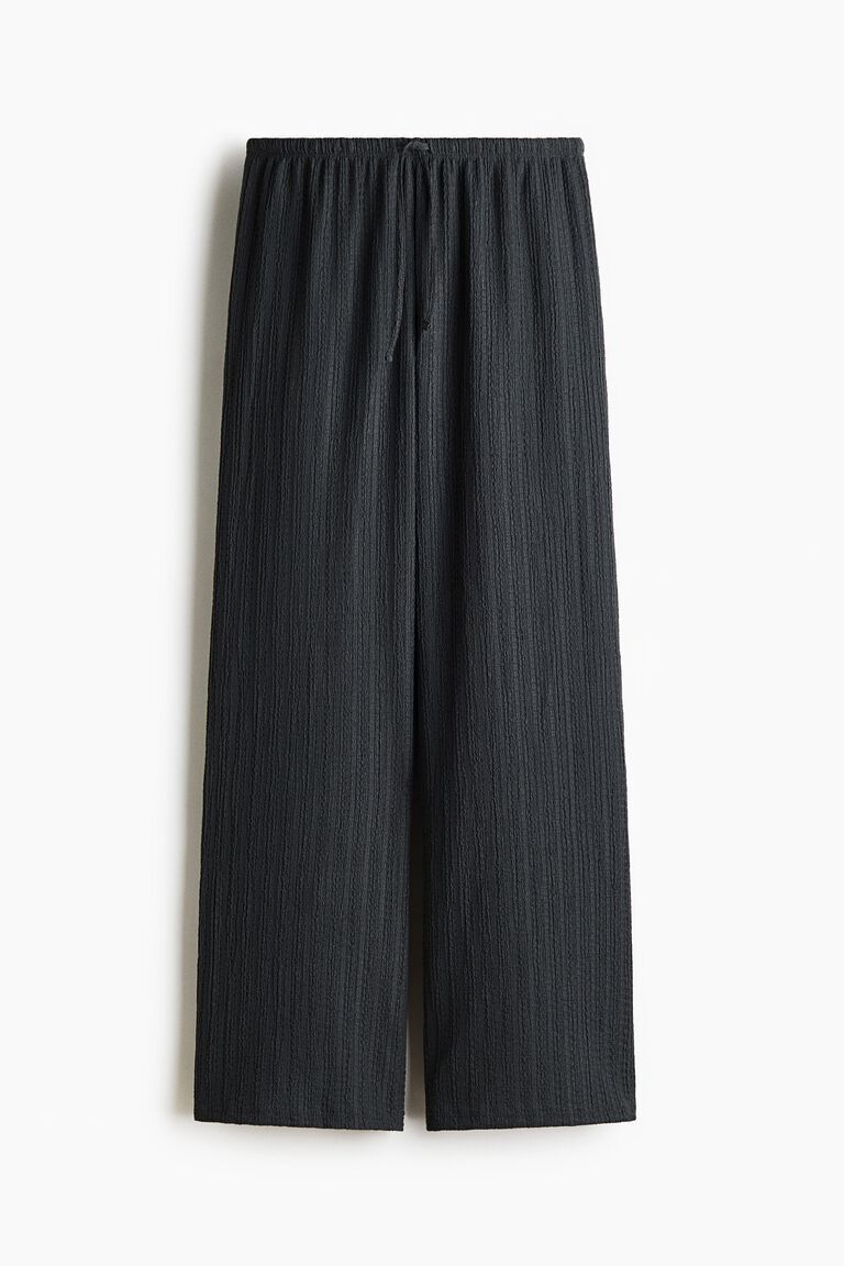 Textured jersey drawstring trousers