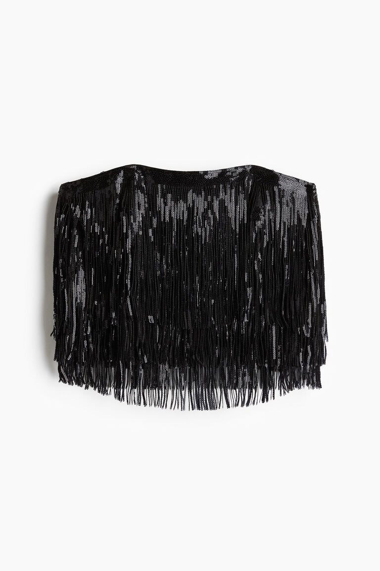 Sequin-fringed bandeau top