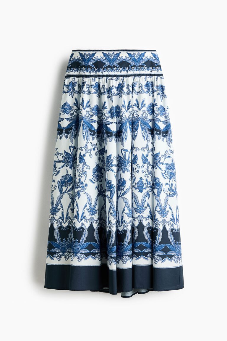Flared cotton poplin skirt