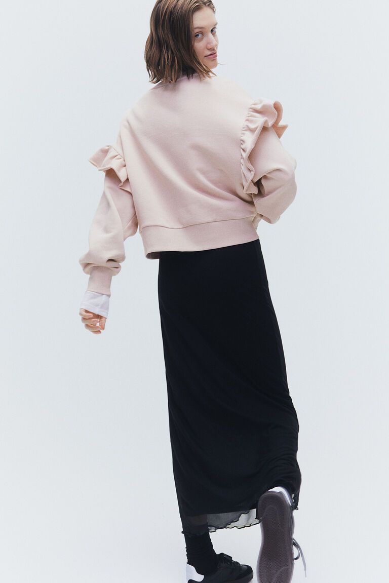 Oversized frill-trimmed sweatshirt