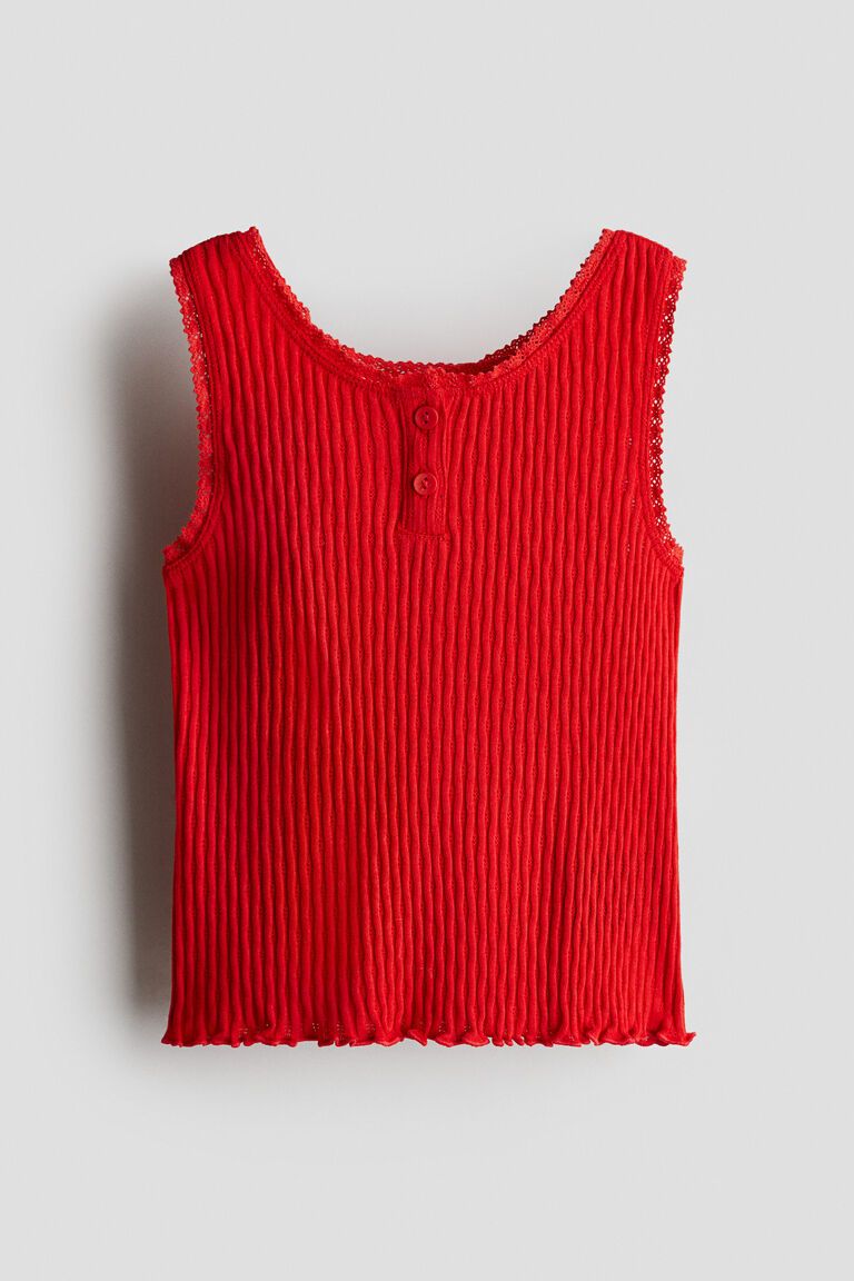 Pointelle cotton vest top