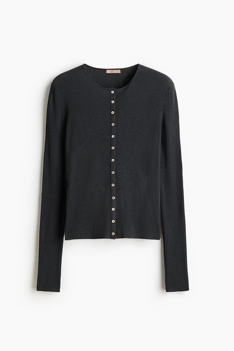 Rib-knit cardigan