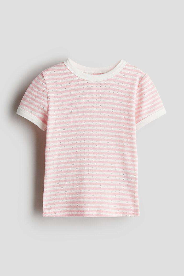 Short-sleeved pointelle jersey top