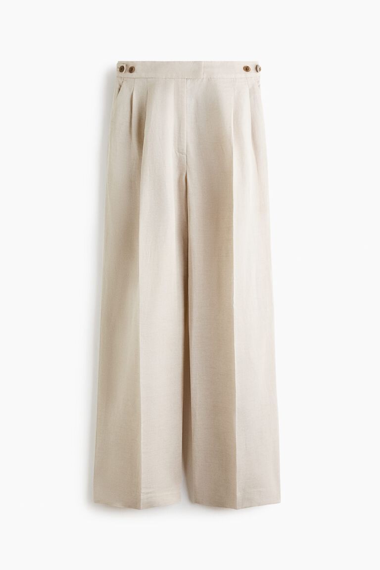 Linen-blend tailored trousers