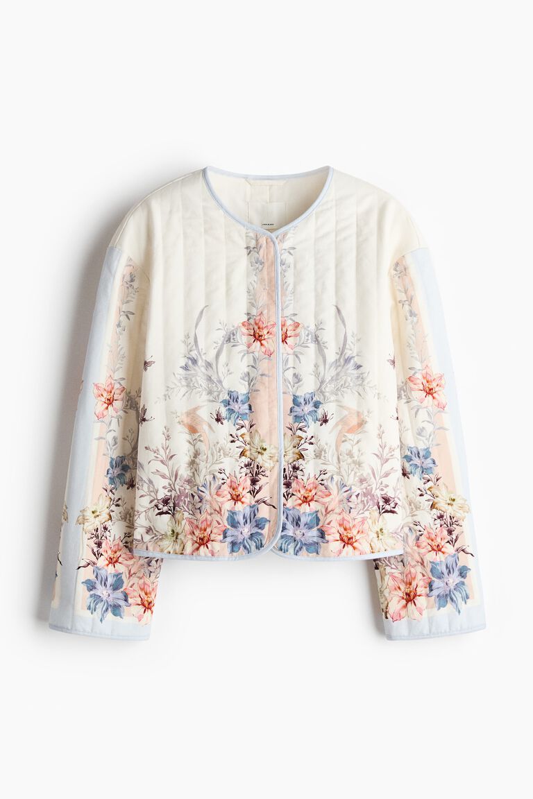 Quilted linen-blend jacket