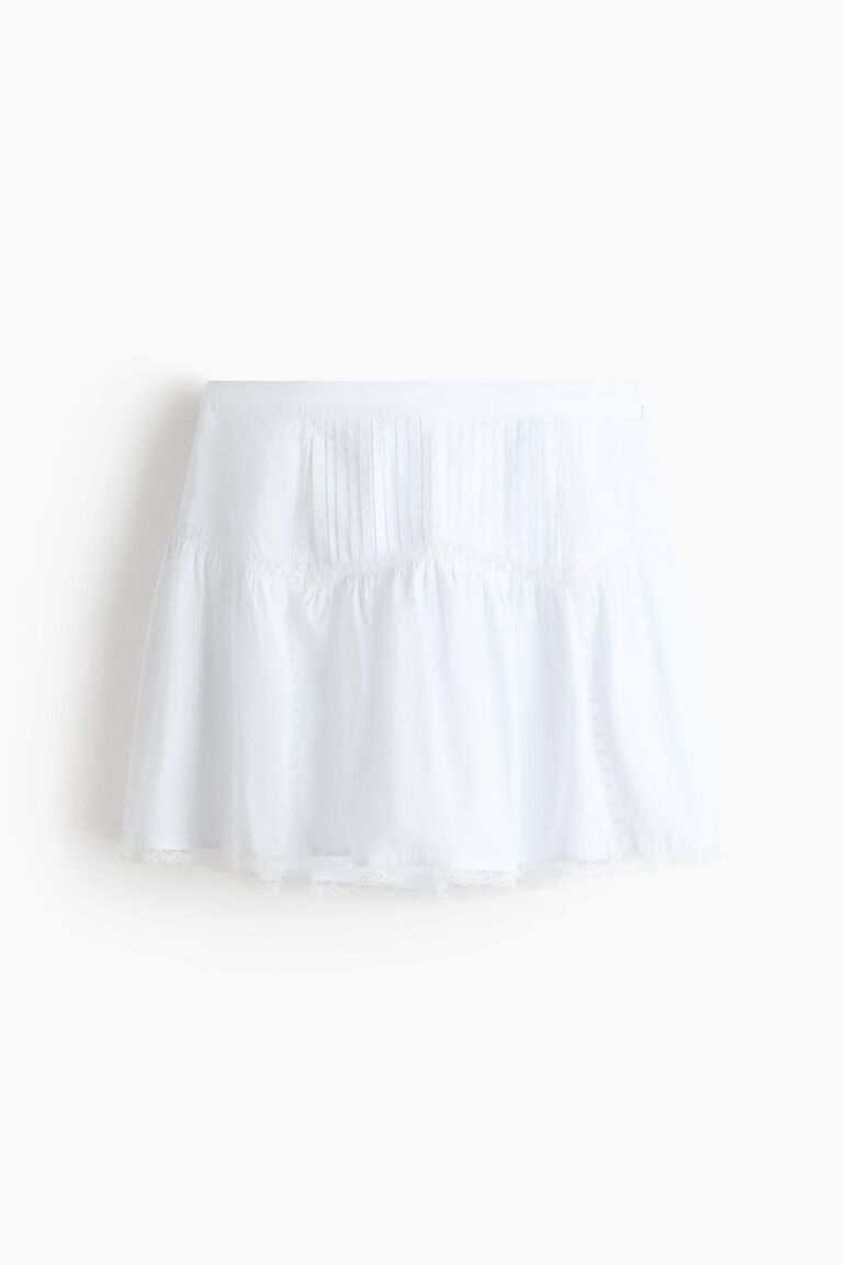 Lace-trimmed cotton skirt