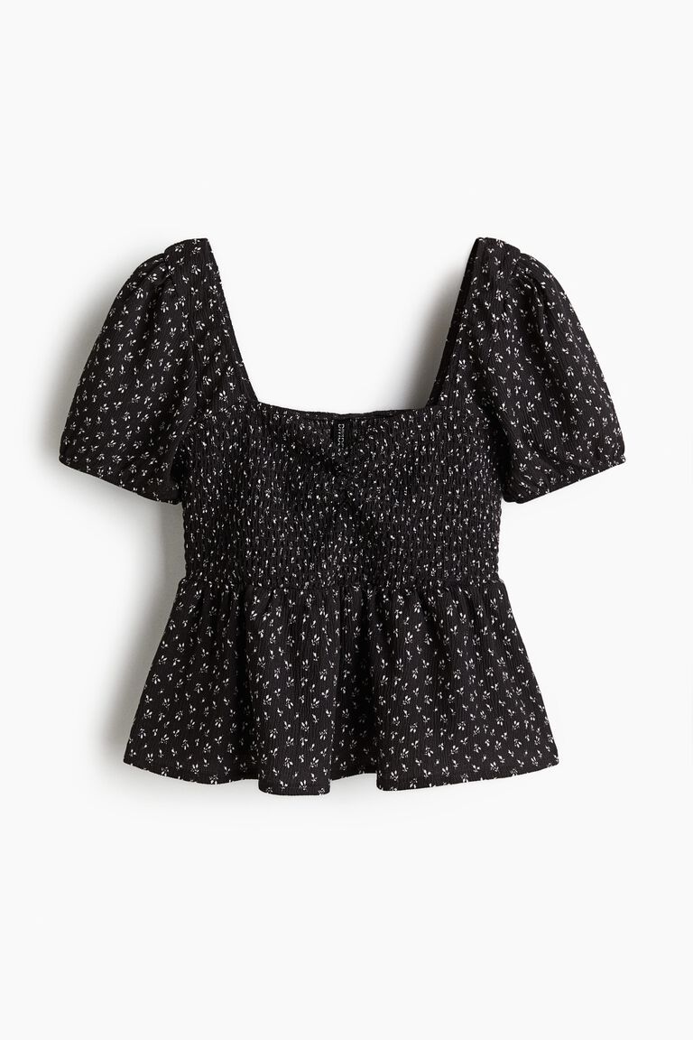 Smocked peplum blouse