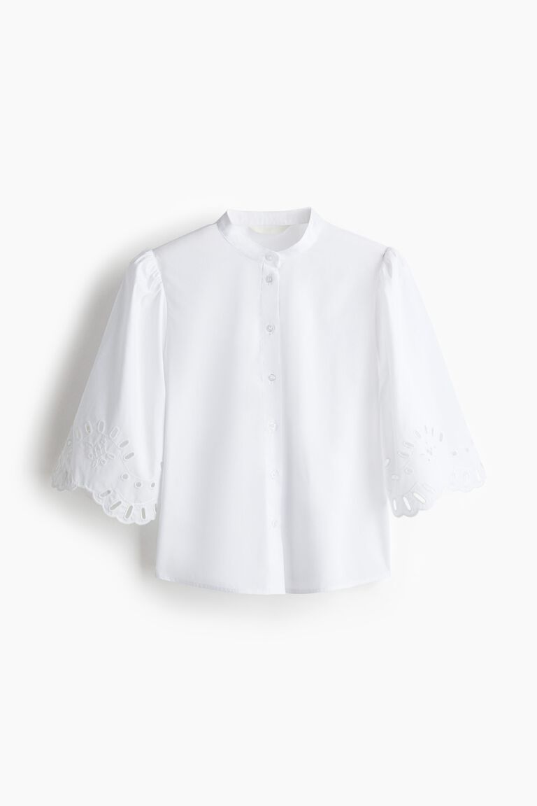 Puff-sleeved cotton blouse