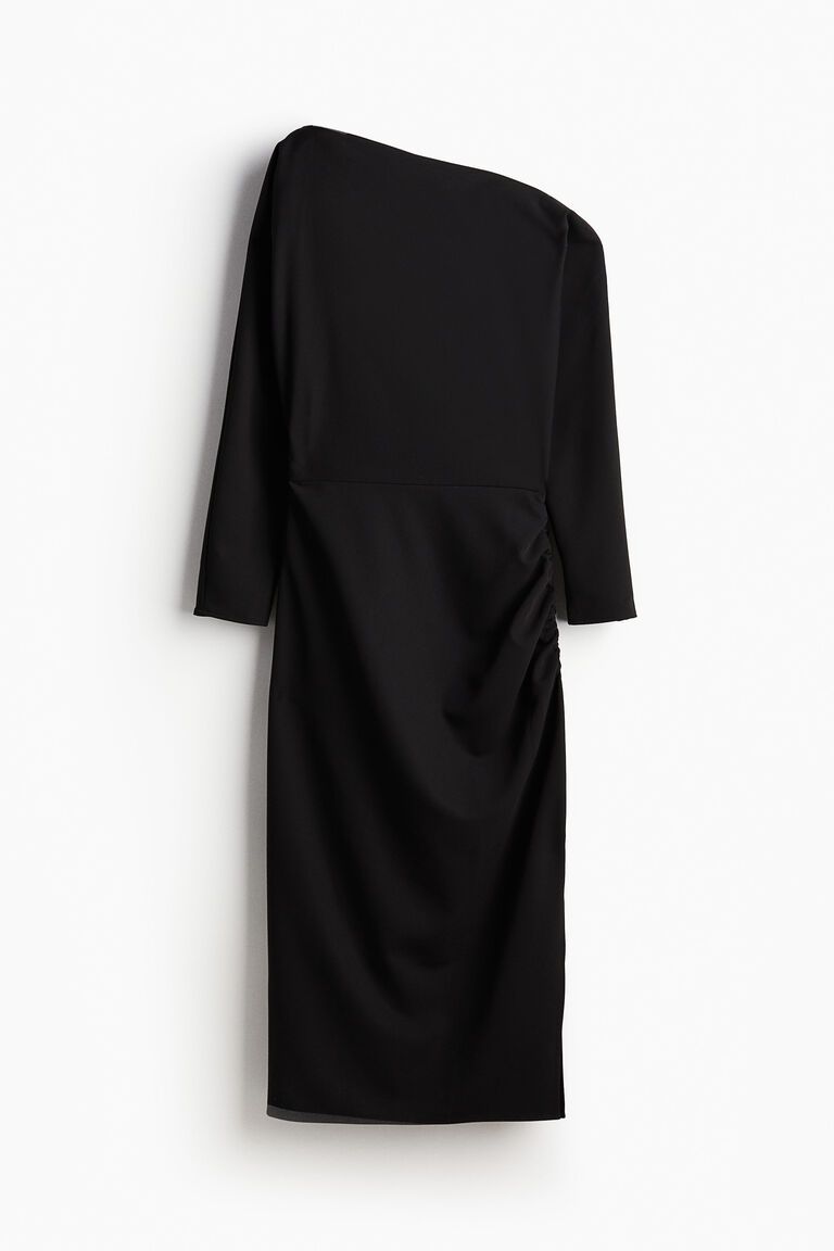 Draped one-shoulder dress