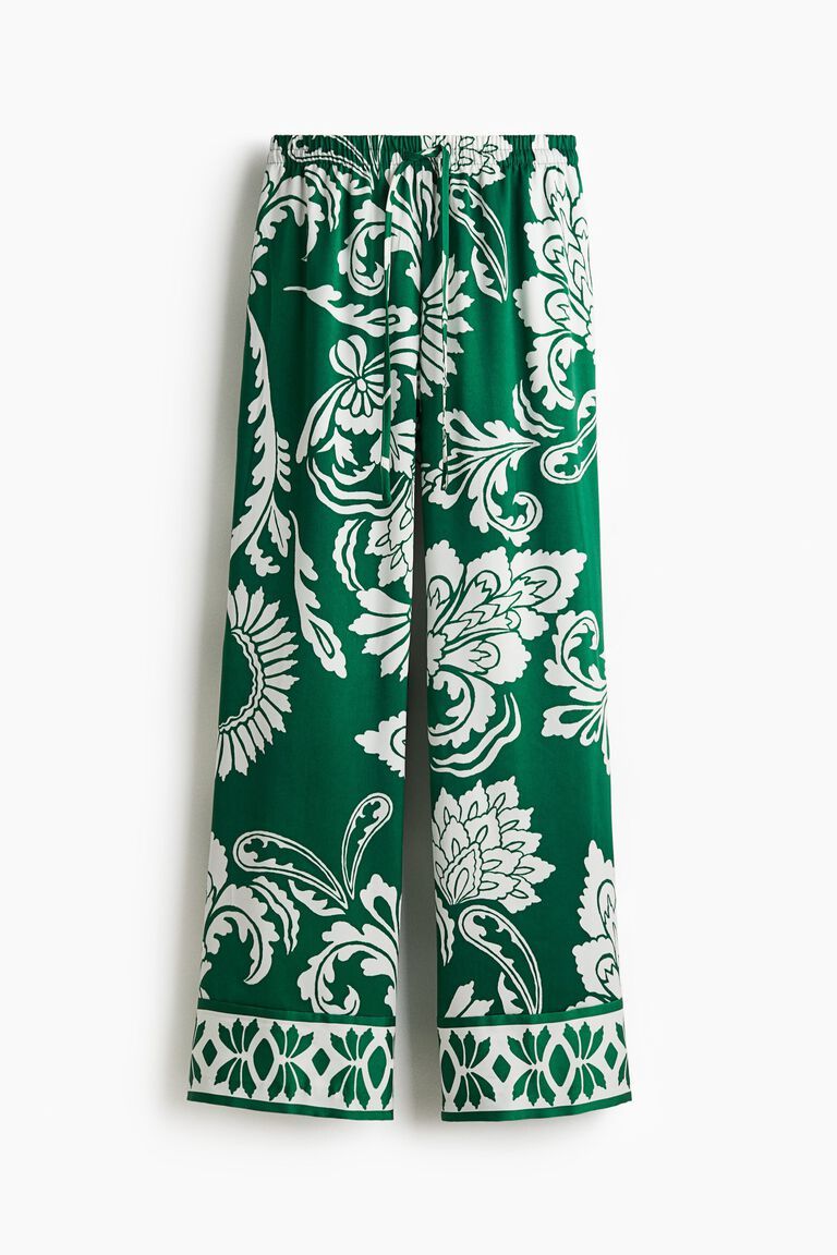 Patterned drawstring trousers