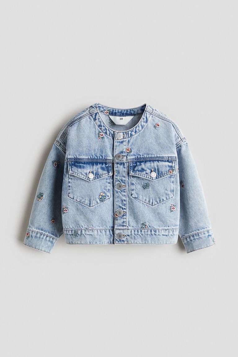Embroidery-detail denim jacket