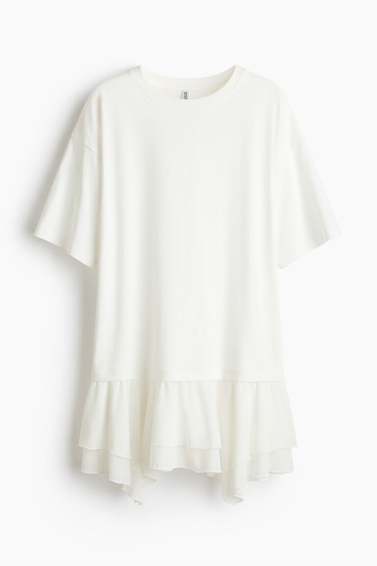 Oversized dual-fabric top