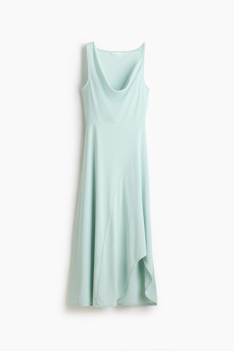 Asymmetric cowl-neck dress