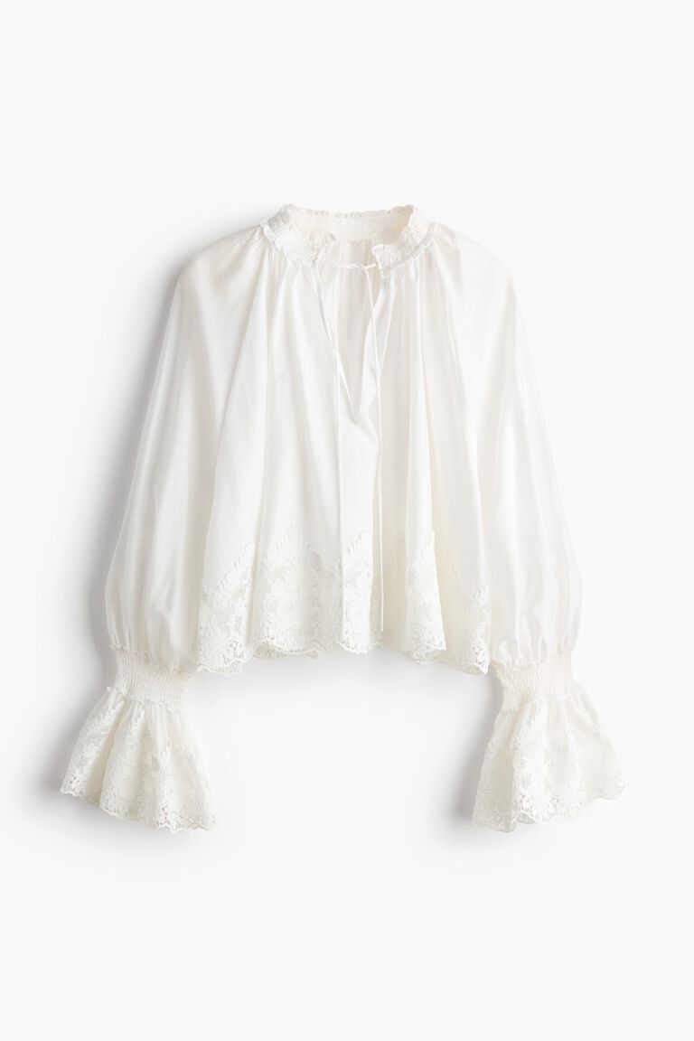 Lace-trimmed blouse