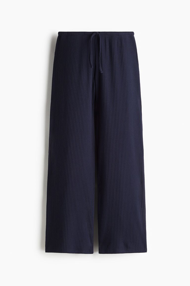 Wide rib-knit trousers