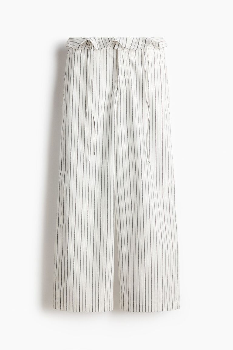 Drawstring-detail cotton trousers