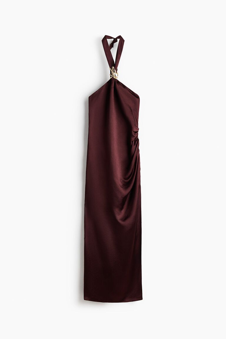 Halterneck satin dress