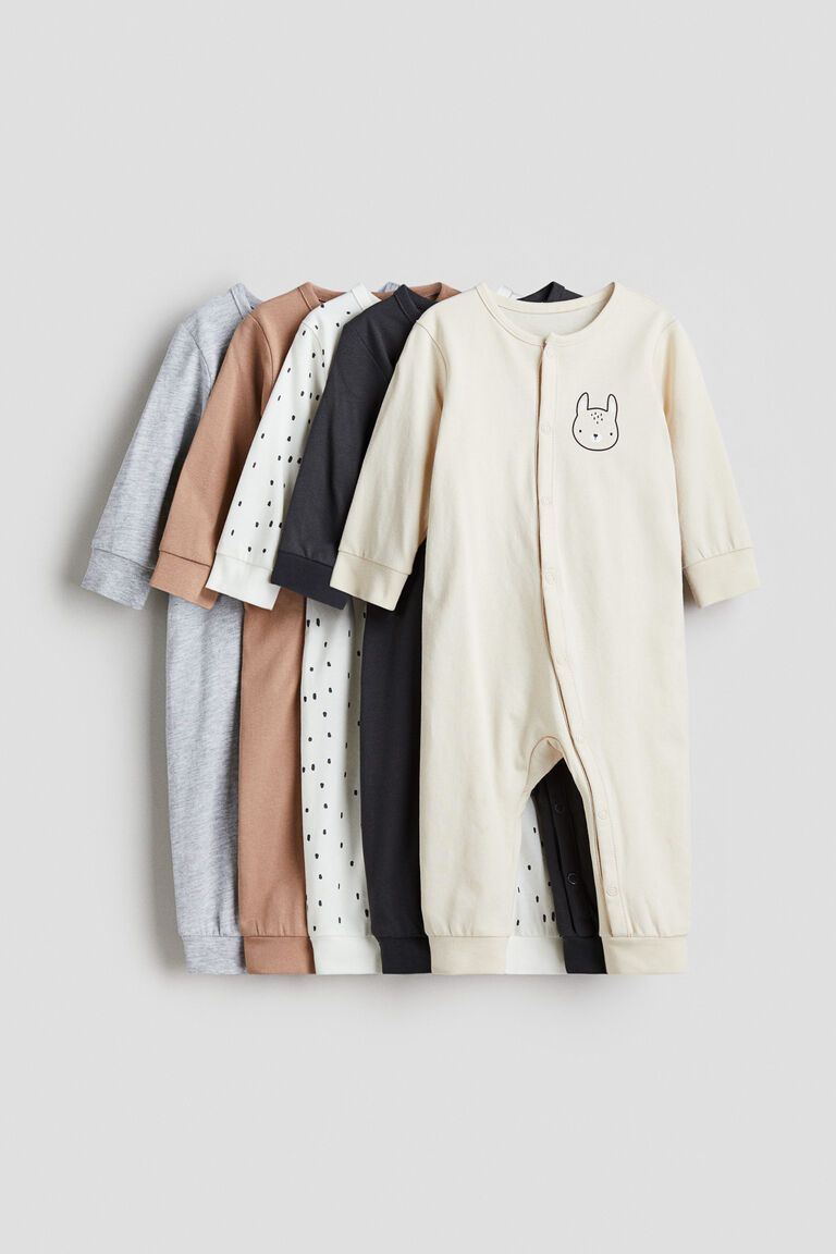 5-pack long-sleeved sleepsuits