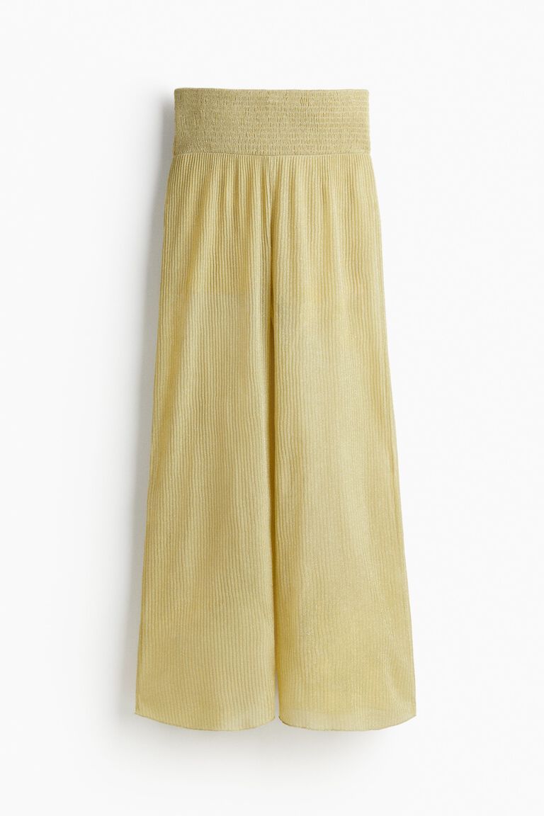 Glittery smocked-waist trousers