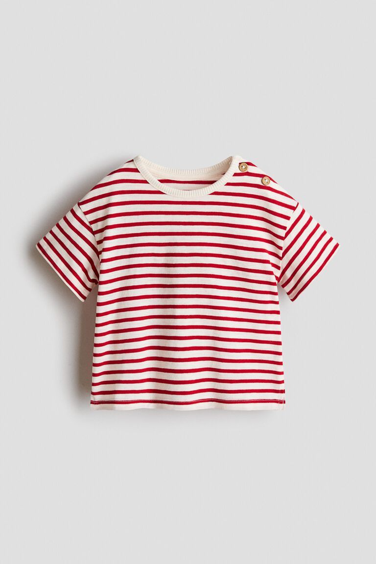 Button-detail cotton T-shirt