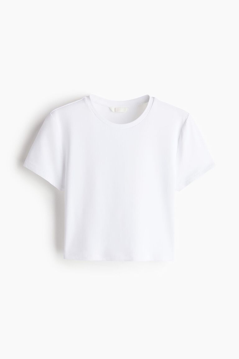 Cropped microfibre T-shirt
