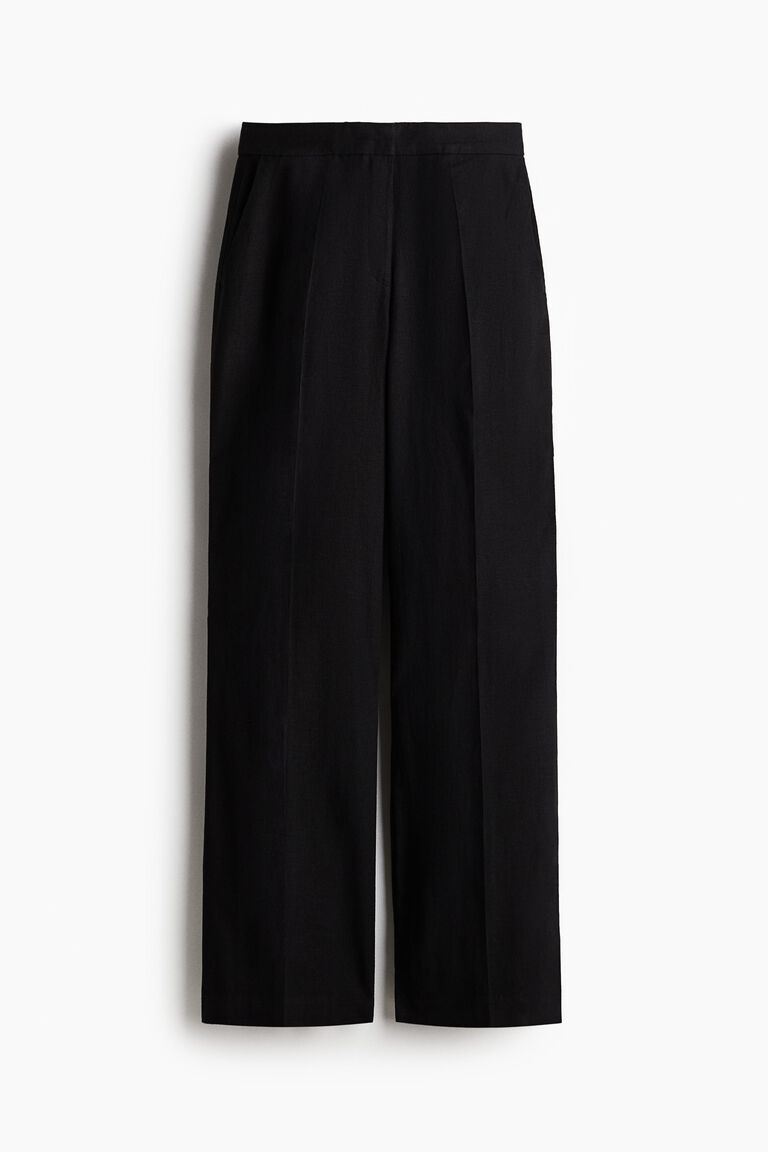 Bootcut linen-blend trousers