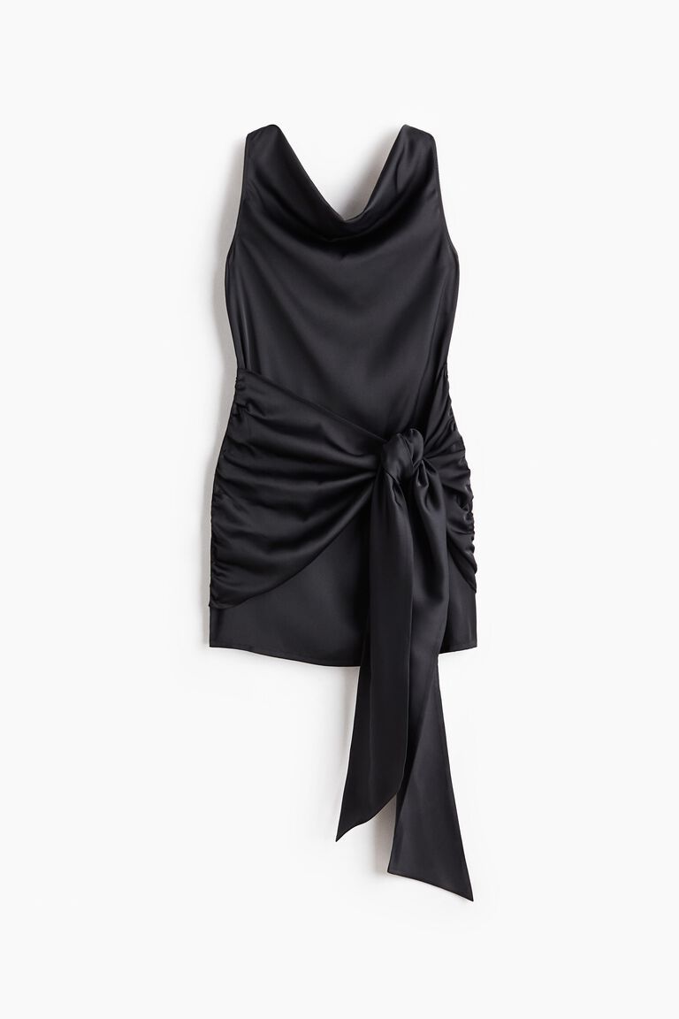 Cowl-neck satin dress