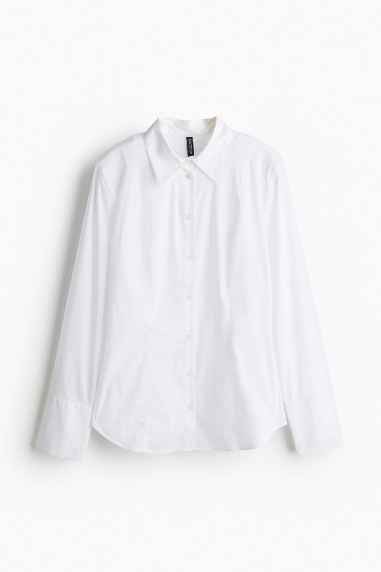 Shoulder-pad tapered-waist shirt