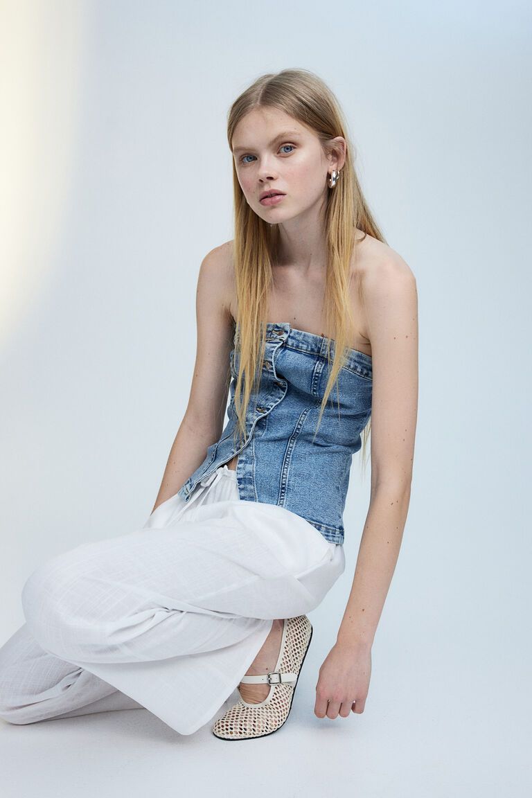 Linen-blend pull-on trousers