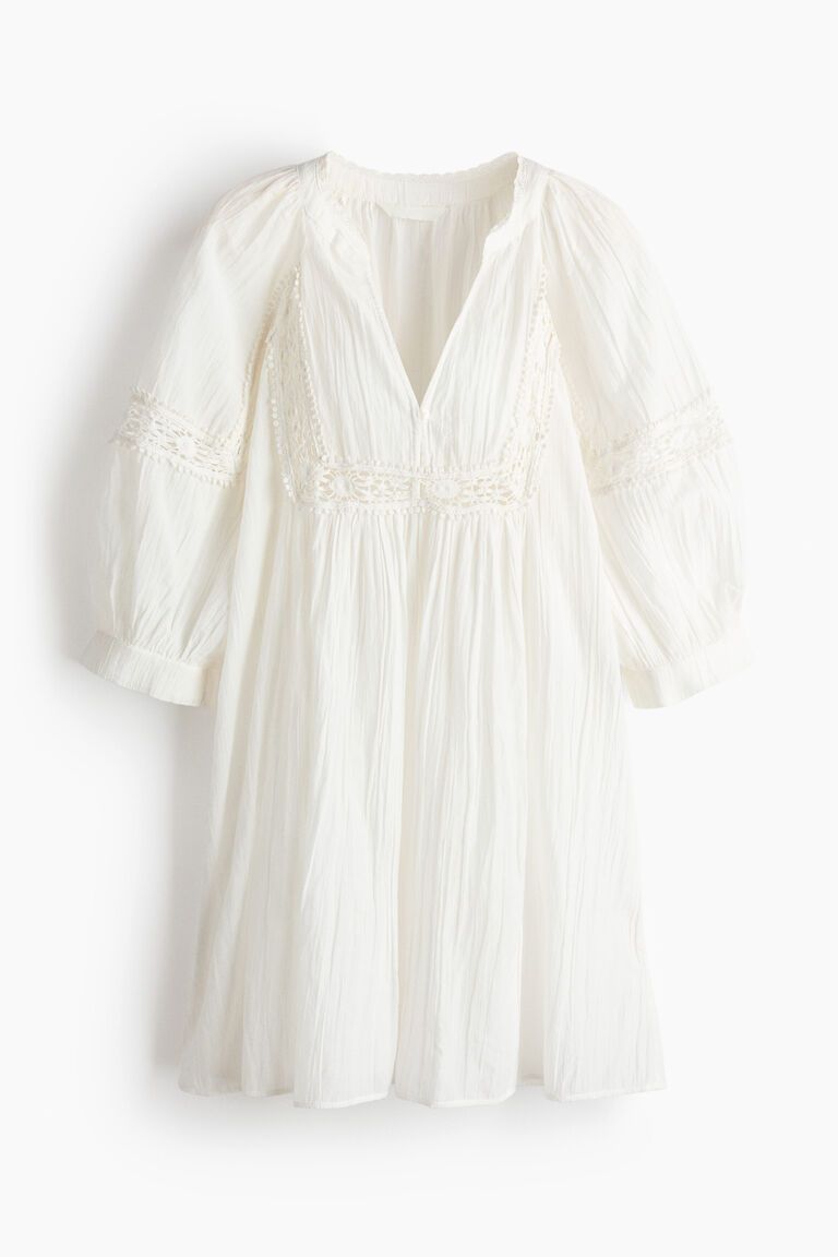 Lace-inset tunic dress