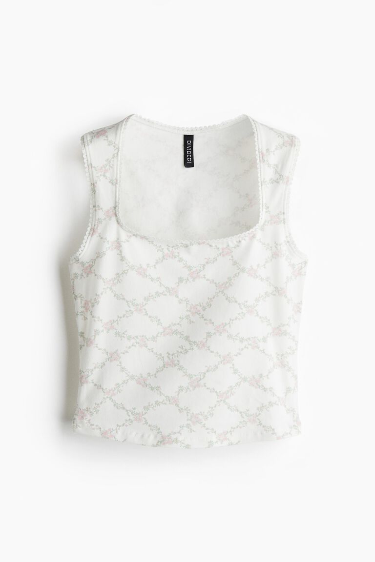 Picot-trimmed vest top