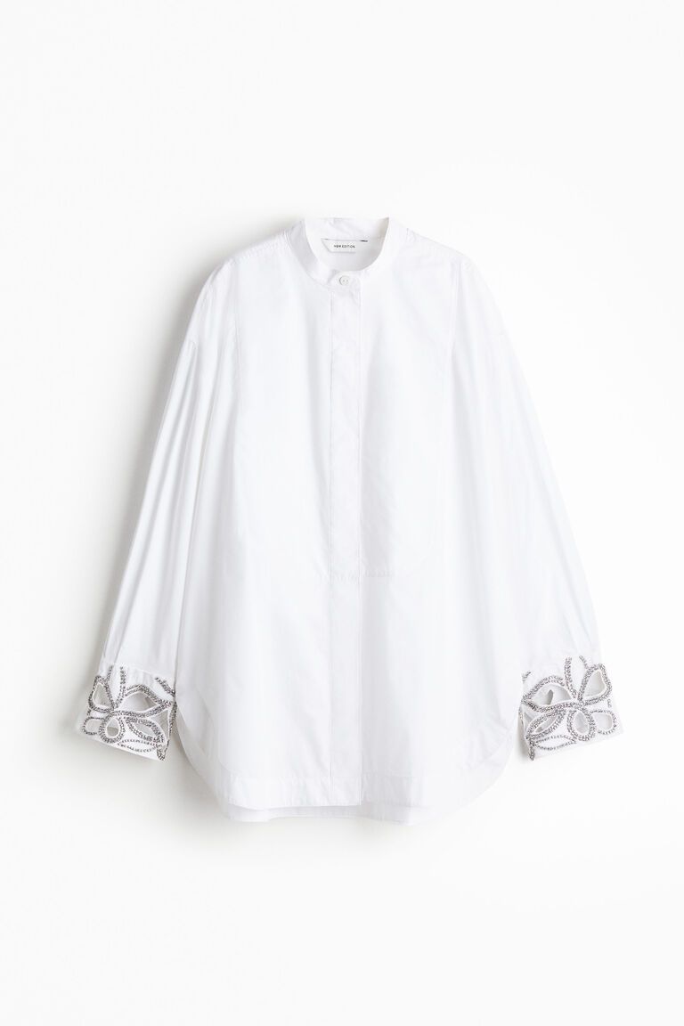 Rhinestone-detail tuxedo shirt