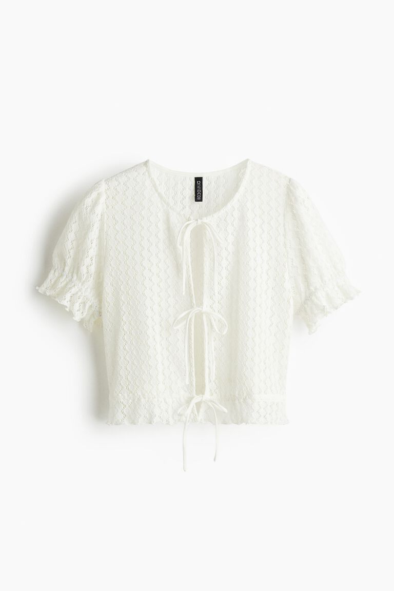 Pointelle-knit top