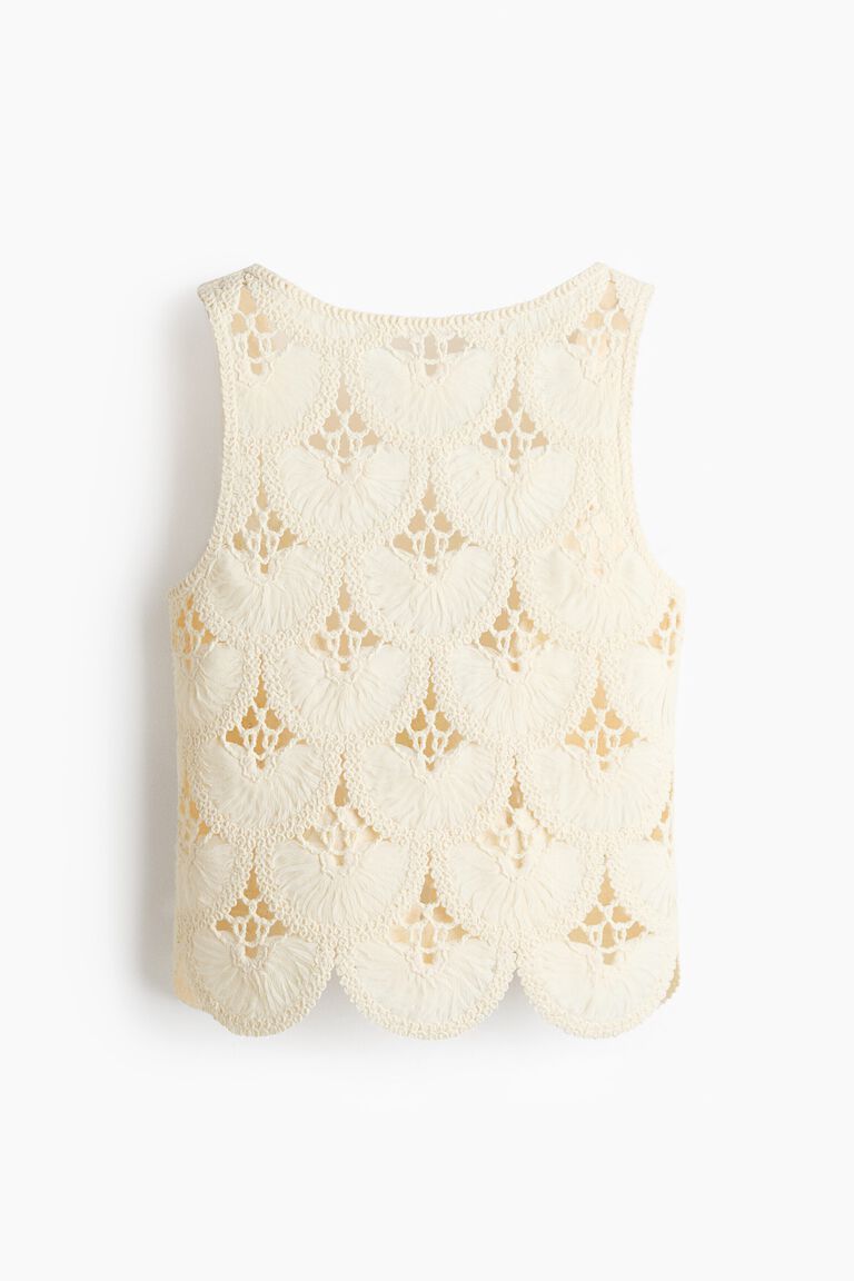 Scoop-back crochet-look top