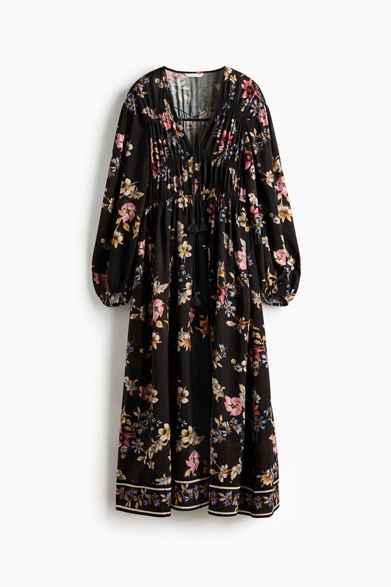 Printed tie-detail dress