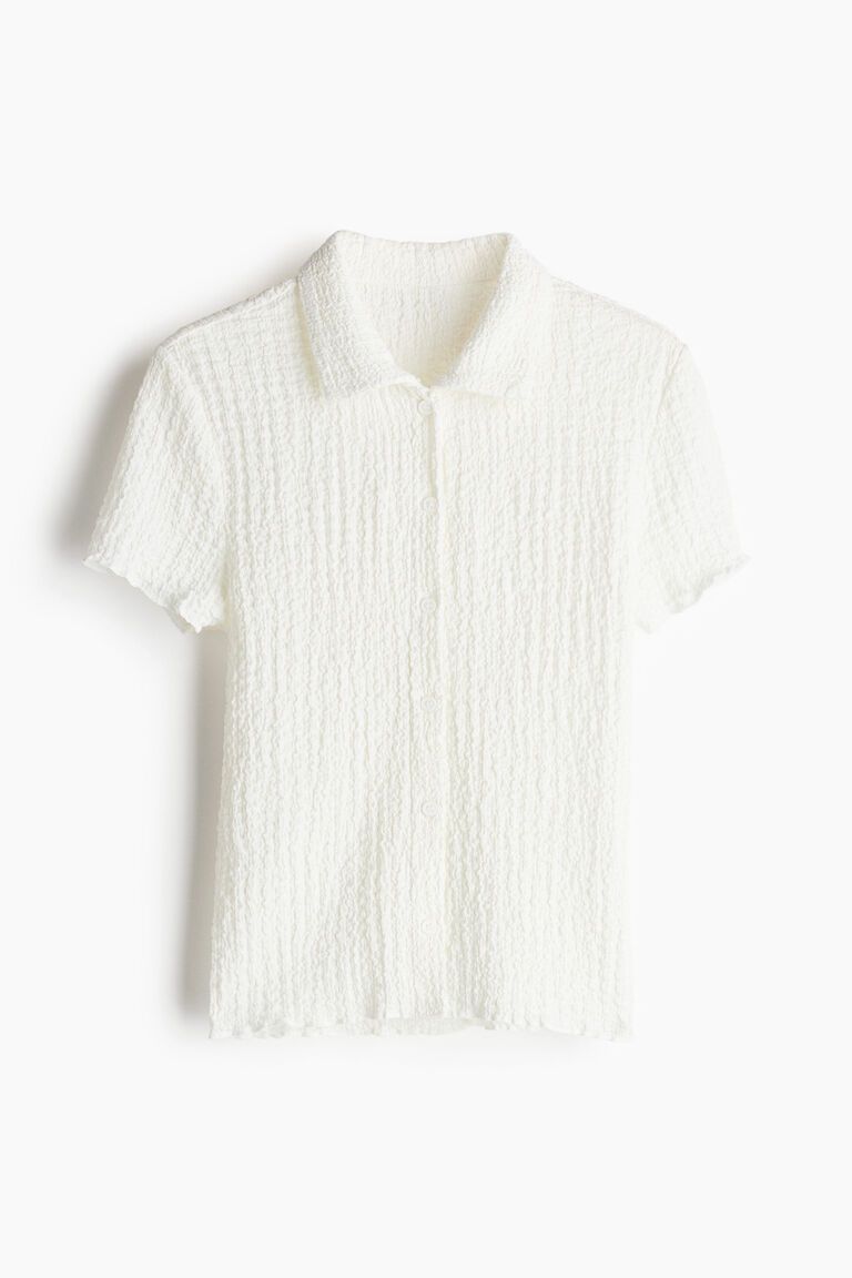 Crinkled short-sleeved shirt
