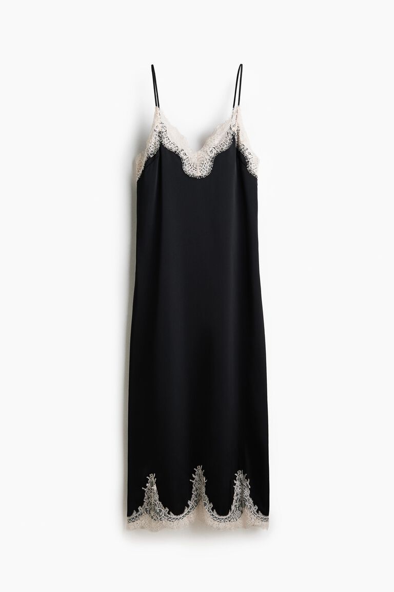 Lace-trimmed slip dress
