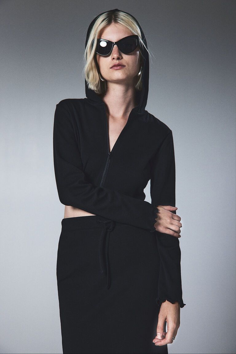 Cropped zip-through hoodie