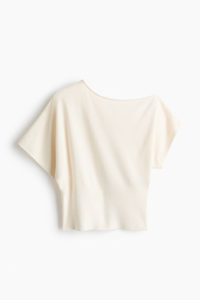Fine-knit one-shoulder top