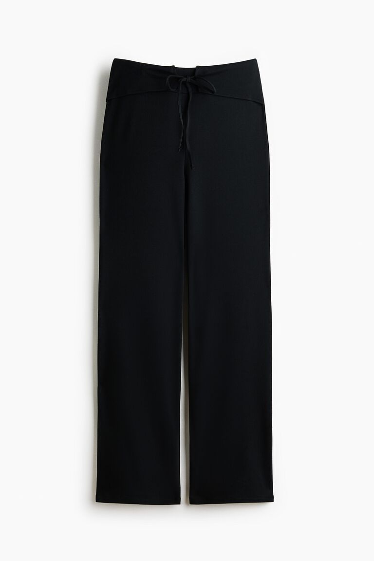 Flared tie-detail trousers