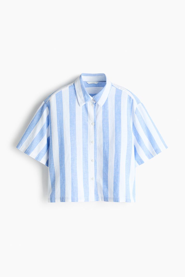 Oversized linen-blend shirt