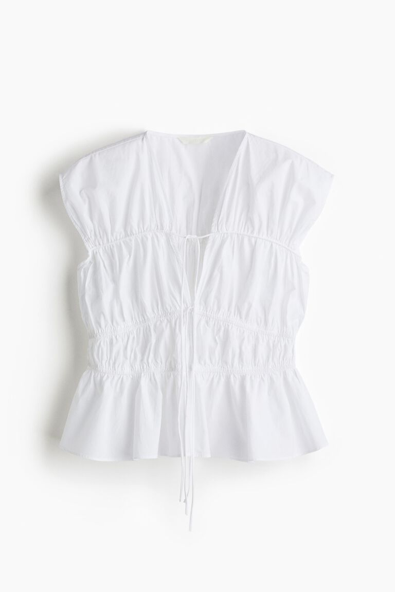 Drawstring poplin blouse