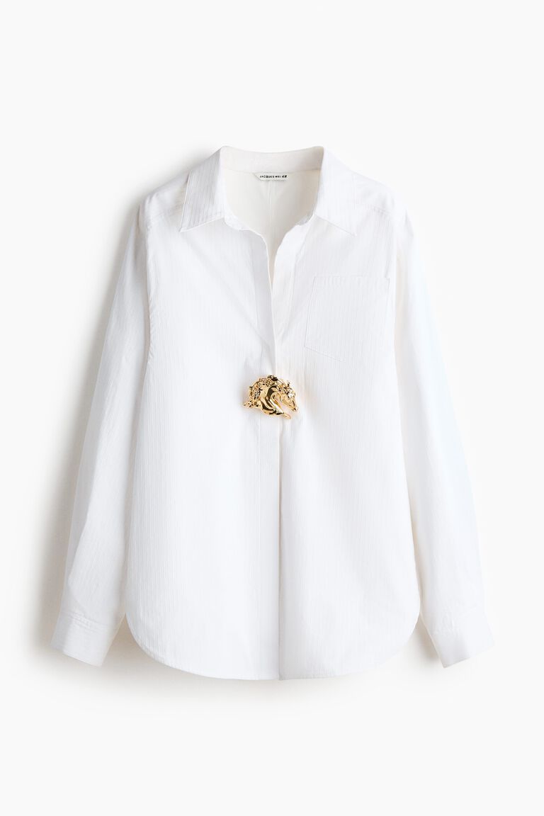 Metal-detail cotton shirt