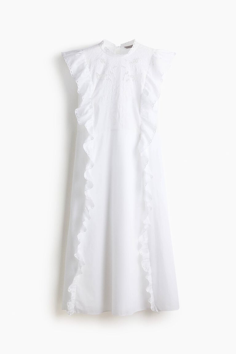 Embroidery-detail cotton dress