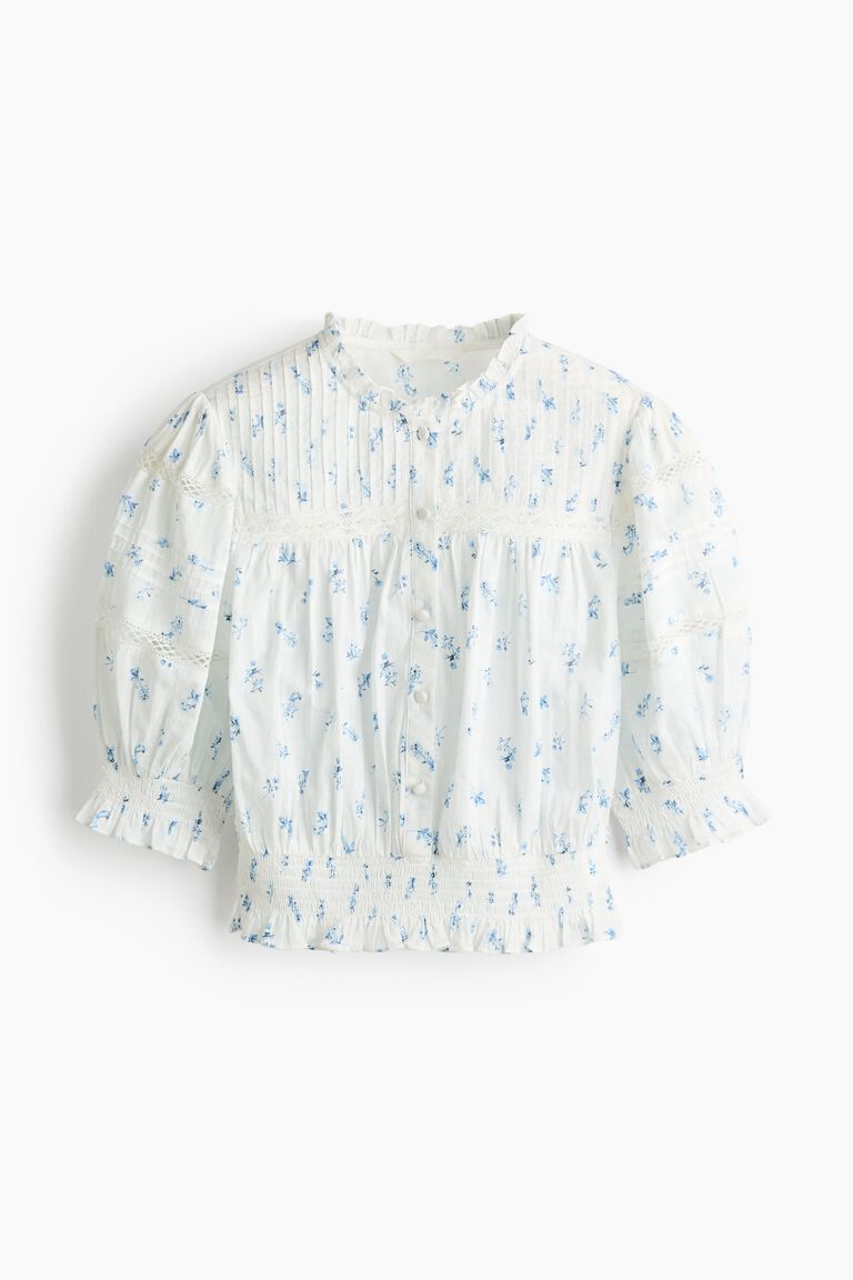 Pintucked cotton blouse