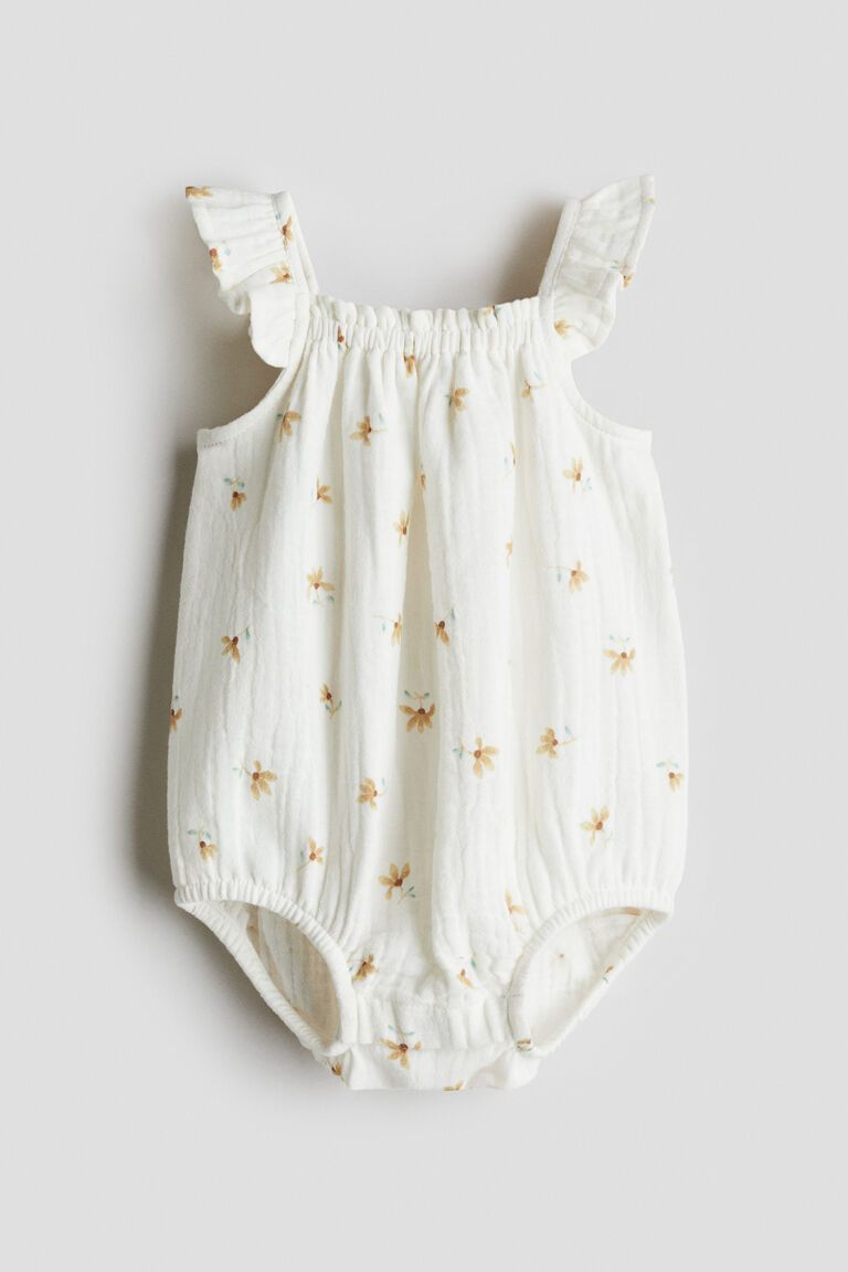 Patterned muslin romper suit