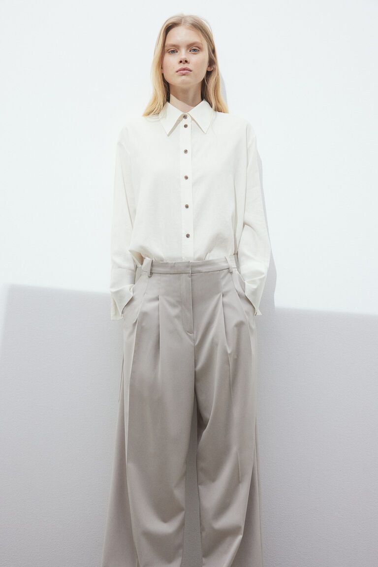 Oversized linen-blend shirt