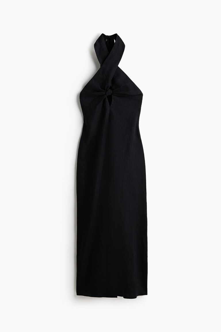 Halterneck linen dress